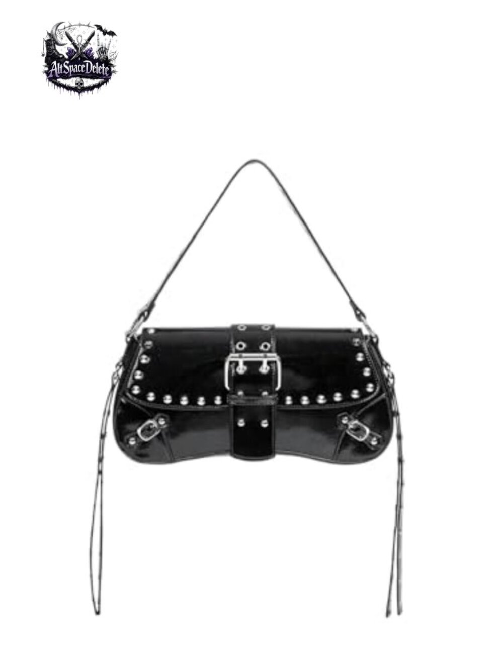 Faux Leather Studded Grommet Hobo Shoulder Bag Punk Mini Purse